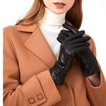 ZLUXURQ Leather Gloves for Women - Deluxe SheepSkin Leather women’s Gloves Cashmere Lined in Black