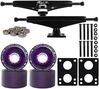 Longboard Skateboard Trucks Combo Set 70mm Bigfoot Pathfinder Wheels with Polished or Black Trucks, Bearings, and Hardware Package (Purple Wheels, 6.0 (8.63") Black Trucks)
