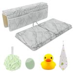 Sleepah Bath Kneeler and Elbow Kneeling Rest Pad Set for Baby Bathing – Waterproof Soft Memory Foam Mat Organizer Baby & Toddler Bath Time Toys Sponge (Marble)