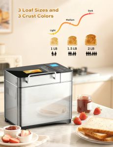KEEPEEZ Pro 2LB Stainless Steel Bread Maker – 17-in-1, Ceramic Pan, Nut Dispenser