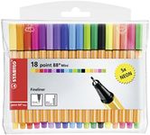 STABILO Fineliner - point 88 Mini Wallet of 18 Assorted Colours incl 5 Neon