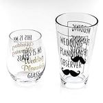 Greenline Goods – Toasting Glasses for Bride and Groom | Set of Two (1 Beer & 1 Stemless Wine Glass) - Engagement Bachelorette Gifts for Bride Wedding Planning