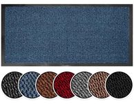 BLADO Washable Door Mats Indoor & Outdoor - Non-Slippery Heavy Duty - Stylish & Large Rubber - Perfect Dust Grabbing Doormats (Blue, 40cm x 60cm)