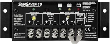 Morningstar SunSaver 10A PWM Solar Charge Controller (SS-10-12V) - Solar Panel Regulator for 12V Batteries, Four Stage Battery Charging, HazLoc Rated, Low Noise, 5 Year WTY - Designed in The USA