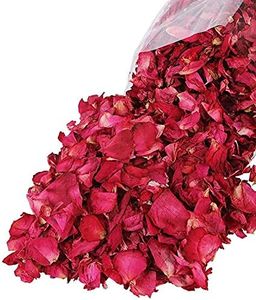 Quesuc 100g Natural Dried Rose Petals Real Flower Dry Red Rose Petal for Foot Bath Body Bath Spa Wedding Confetti Home Fragrance DIY Crafts Accessories