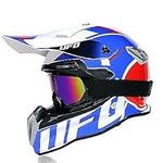 Woljay Full Face Motorcycle UFO Helmet Motocross Off Road Street Dirt Bike MX MTV - DOT (Blue White,XX-Large)