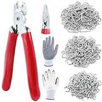 Swpeet 360Pcs 3/4" 1/2" 3/8" Galvanized Hog Rings with Straight Hog Ring Pliers Assortment Kit, Professional Upholstery Hog Rings Installation Kit for Bungee Shock, Cords, Animal Pet Cages, Bagging