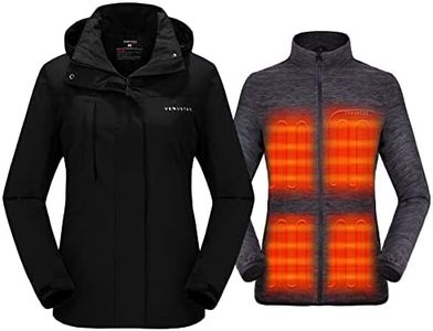 Venustas Heated Jacket for Women, 3-in-1 Water-Resistant Winter Coat, Ski Jacket with Battery Pack 7.4V and Removable Hood