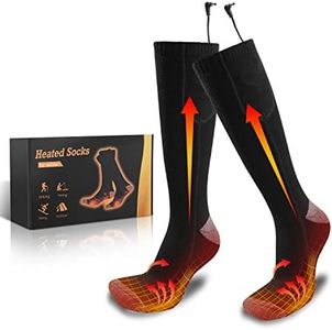 Heated Socks for Men Women - AUSDOWN 3.7V 4000mah Rechargeable Elictric Battery Thermal Heating Socks for Hunting Winter Skiing Outdoors (Black 2023)