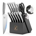 imarku Knife Set - Knife Sets for Kitchen with Block, 14 Pcs High Carbon Stainless Steel Kitchen Knife Set, Dishwasher Safe Knife Block Set with Ergonomic Handle