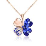 KRUCKEL Four-Leaf Clover Lucky White Gold Plated Necklace Made with Austrian Crystals - 5071010