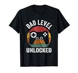 Funny New Dad Shirt Dad Level Unloc