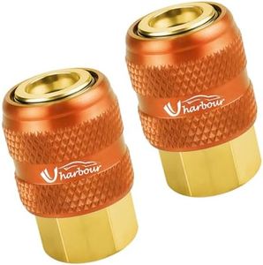 Uharbour Locking Air Chuck, 1/4 FNPT Lock On Air Chuck, Heavy Duty Brass Material for Tire Inflators(Set of 2)