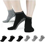 CHOUYOUAGAIN 6 Pairs Sticky Socks Barre For Men Women - Pilates Non-Skid Warm Piyo Sox (3BLACK+3GRAY（6 paris）)