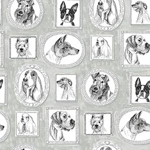 Surface Style - Peel and Stick Wallpaper, Contemporary Wallpaper for Bedroom, Dorm Room Essentials, Self Adhesive, Vinyl, 30.75 Sq Ft Coverage (Pup Portraits Collection, Silver)