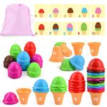 Sotodik Ice Cream Toy Counting and Color Sorting Set for Toddlers, Montessori Stacking Fine Motor Skills Toys, Preschool Learning Education Toys