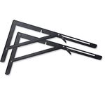 Folding Shelf Brackets - Heavy Duty Metal Collapsible Shelf Bracket for Bench Table, Shelf Hinge Wall Mounted Space Saving DIY Bracket, Max Load: 150 lb 2 PCS (20 Inch, Black)