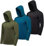 3 Pack: Men’s Big and Tall Quick Dry Fit Wicking Long Sleeve Active Athletic Hoodie Hooded T Shirt Workout Running Fitness Gym Sports Casual Sweatshirt UPF 50 Outdoor Hiking- Set 12,3x Tall