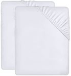 Utopia Bedding Fitted Sheet Double (2 Pack), White - Deep Pocket 14 inch (35 cm) - Easy Care - Soft Brushed Microfibre Fabric - Shrinkage and Fade Resistant - Bottom Sheet