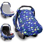 Car Seat Cover for Babies, Summer Cozy Sun & Bug Cover, Privacy Carseat Canopy Protect Boys Girls, Breathable Comfortable,Dinosaur