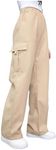 Floerns Girl's Elastic Waist Trousers Loose Straight Leg Flap Pocket Cargo Pants Khaki 13-14Y