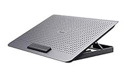 Trust Exto Laptop Stand 16", Sustainable Cooling Pad, Riser with USB Fan and Adjustable Height, 8 Levels, Made from Recycled Materials, Ventilated Holder for Notebook, Macbook, HP, Lenovo, Dell, Grey