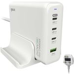 qBLOC 240w USB Charging Station, GAN Charger, 140w USB C Charger for Macbook Pro, Laptops, iPhones, Tablets and More, Desktop USB Multi Charger - Charge 2 Laptops at Once