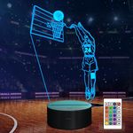 FULLOSUN Basketball 3D Lamp, Basket Illusion LED Bedside Night Light with Remote Control 16 Colors Changing, Bedroom Decoration Best Birthday Gifts for Sport Enthusiast Kids Boy Teen