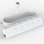 Power Board SAA Certified Power Strip with 5 AC Outlets, 2 USB A and 2 USB C Surge Protector 3m Extension Cord - Ideal for Home and Office Use