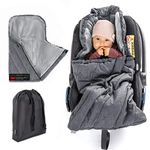 Zamboo Universal Car Seat Footmuff PRO/Soft Thermo Fleece Baby Footmuff with Drawstring Hood and Storage Pouch/Water and Dirt Resistant - Grey