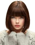 Bopocoko Brown Wigs for Women Velma Costume 12'' Short Brown Bob Wig with Bangs Natural Cute Soft Wigs for Daily Party BU027BR