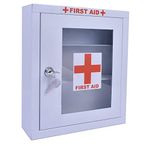 Plantex Metal Emergency Modern First Aid Box/Medicine Box For Home-School-Office With Lock/Multi Compartment Medical Box/Medicine Oragnizer Box Big Size-32X28X8 Cm-(White),Wall Mount-Rectangular