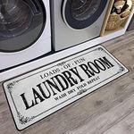 ROMAMIGO Grey Runner Rug, Farmhouse Kitchen Floor Mat, Non Slip Laundry Room Decor, Large (20 X 47 inch)