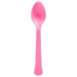 Amscan 8011.103 Party Supplies Premium Heavy Weight Plastic Spoons, Bright Pink, 9 x 9.2, 48ct