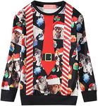SSLR Big Girls' Xmas Crewneck Pullover Funny Ugly Christmas Sweatshirt (Medium, Black)