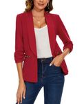 MINTLIMIT Women's Suits & Blazers Open Front Office Jacket Casual Outerwear Shawl Lapel (Red S)