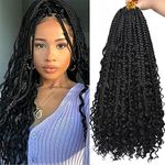 Xtrend 18Inch 8Packs Boho Box Braids Crochet Hair with Curly Ends 15strands/pack Pre Looped Black Messy Goddess Box Braids Hair Extensions Individual Synthetic Bob Goddess Locs Hair for Black Women