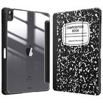 Fintie Hybrid Slim Case for iPad Air 11-inch M2 (2024), iPad Air 5th Generation (2022) / iPad Air 4th Gen (2020) 10.9 Inch -Shockproof Cover with Clear Back Shell & Pencil Holder, Composition Book