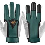 Daskz Archery Gloves Three Fingers Shooting Right hand Bow Gloves- Professional Leather hunting Gloves for Adults (Green, L, Right)