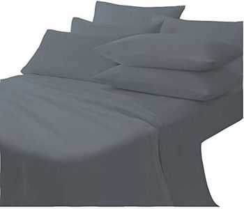 LAWRANCE CAPRINO 100% Soft Brushed Cotton Thermal Flannel Fitted sheet in single double king Best Price Offer QualityFree EXPRESS P&P (GREY, KING)