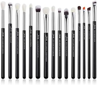 Jessup 15Pcs Professional Makeup Brushes Set Make up Brush Tools kit Cosmetics Tools Eye Liner Shader Wood Handle Natural-synthetic Hair Brushes Pearl Black/Silver T177 (Black/Silver)