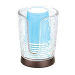 mDesign Plastic/Steel Compact Small Disposable Paper Cup Dispenser Storage Holder for Rinsing Cups on Bathroom Vanity Countertops - Rain Collection - Clear/Bronze