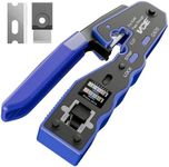 VCE RJ45 Crimper Pass Through, Ethernet Crimping Tool for Cat6 Cat7 Cat5 End Pass-Thru Connector, Support Stripping & Cutting