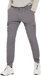 PULI Mens Golf Hiking Cargo Pants Slim Fit Stretch Grey 29W 32L