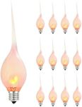 Abeja Flicker Flame Light Bulb, Silicone Dipped Candle Light Bulb, 1 Watt Country Style Silicone Light Bulbs for Electric Window Candles, Chandelier, E12 Candelabra Base (12 Pack)