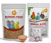 BOLTZ Bird Food for Budgies - Mix Seeds 1.2 KG (Budgies Food + Mineral Block)