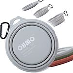 OHMO Collapsible Large Dog Bowl, 800ml, Portable Pet Feeding Bowl with Carabiner for Medium to Large Pets, Sturdy, Lightweight, Unique Designed, Great for Indoor Outdoor Travel(Ash)