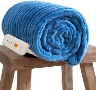 GOTCOZY Electric Blanket Heated Throw 50''X60''- Ribbed Faux Fur Heated Blanket with 5 Heating Level & 3 Hour Auto Off Heating Blanket, ETL&FCC Certified Machine Washable(Blue Moon)