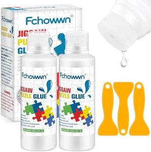 120ML*2 Jigsaw Puzzle Glue Clear,Updated Jigsaw Puzzle Glue with New Sponge Head,Non Toxic and Fast Drying,Easy to Use Adhesive for Preserving Puzzle Art Enrich Your Puzzle Experience