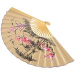 Veemoon Large Folding Wall Fan Flower Print Paper Hand Fan Bamboo Wall Hanging Fan for Home Decor Photography Props